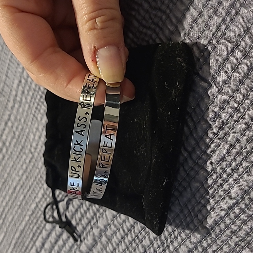Like New Wake Up, Kick A$$, Repeat Bracelet Set!